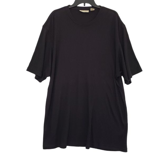 Natural Issue Men's Black Crew Neck Short Sleeve Ribbed Shirt, Size 2XL Tall - Picture 1 of 8